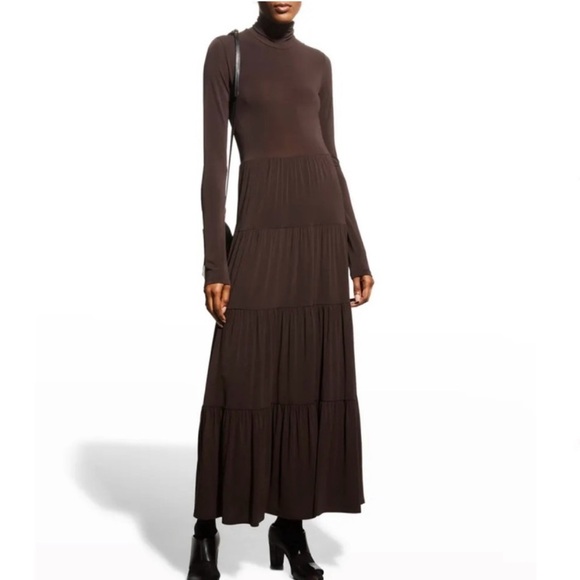 A.L.C. Dresses & Skirts - A.L.C. Corinna Turtleneck Tiered Maxi Dress Open Back Chocolate Brown